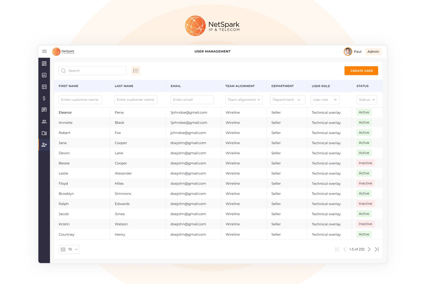 Custom CRM/ERP system for NetSpark